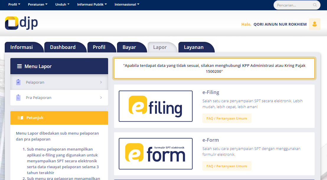 Panduan DJP Online | Cara Lapor Efiling Pajak SPT Tahunan Secara Online