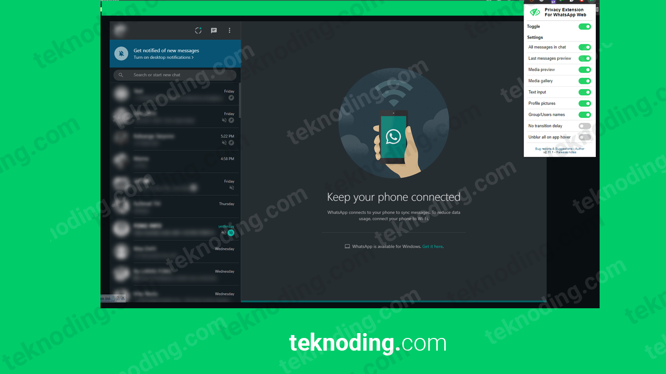 √ 7+ Cara Blur WhatsApp Web Desktop Chat Terbaru (100% Work)