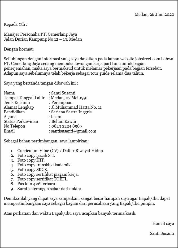 Gambar Contoh Surat Lamaran Kerja Freelance