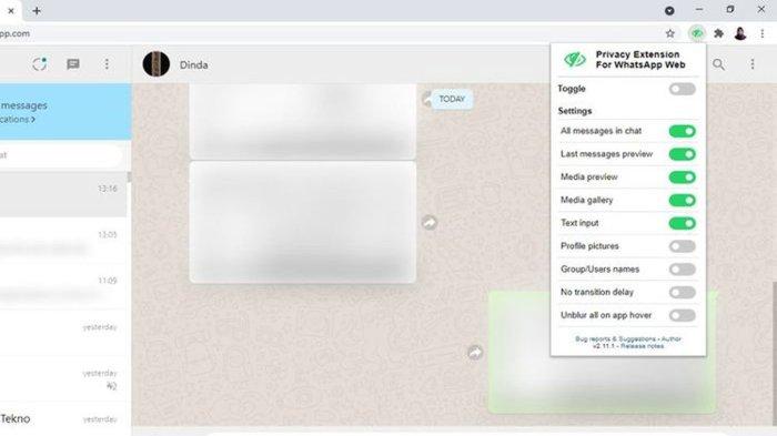 Cara Membuat Tampilan Chat WhatsApp Web atau WA Web Jadi Blur, Bisa di